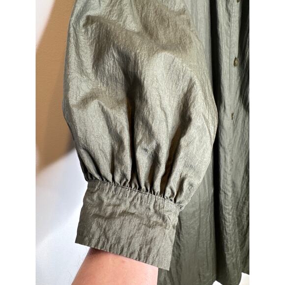 Vintage 1980s Sanyō Reversible Japanese Nylon Coat A-Line Olive & Red medium - Picture 10 of 13